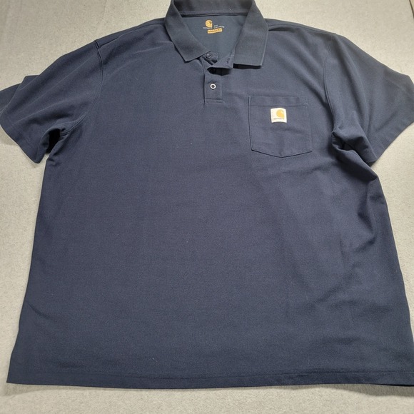 Carhartt Men's Short Sleeve Golf‎ Polo Pocket Original Fit Size 2XL Navy Blue - Picture 1 of 9